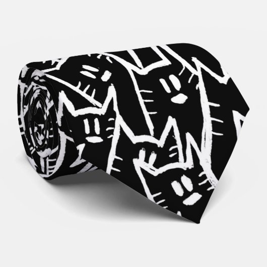 Schwarze Katzen Krawatte (Gerollt)