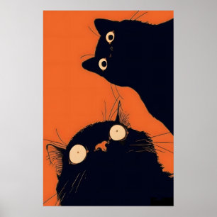 Schwarze Katzen Kunst Druck Anime Pop Art, Comic L Poster