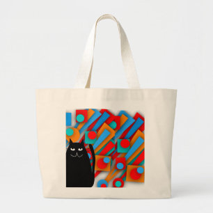 Schwarze Katzen-Kunst-Geschenke Jumbo Stoffbeutel