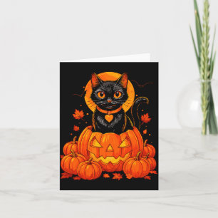 Schwarze Katzen-Kürbis-Mond-Halloween-Herbst Karte