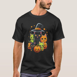 Schwarze Katzen-Kürbis-Mond-Halloween-Kostüm Katze T-Shirt