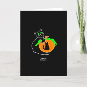 Schwarze Katzen-Kürbis Vertikale Standard-Grußkart Karte