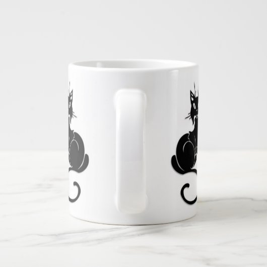 Schwarze Katzen-Liebe Jumbo-Tasse (Rückseite)
