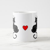 Schwarze Katzen-Liebe Jumbo-Tasse (Vorderseite)