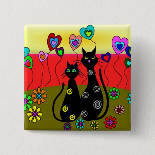 Schwarze Katzen-Liebhaber-Kunst-Geschenke Button (Vorderseite)