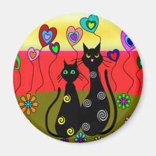 Schwarze Katzen-Liebhaber-Kunst-Geschenke Magnet