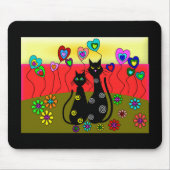 Schwarze Katzen-Liebhaber-Kunst-Geschenke Mousepad (Vorne)