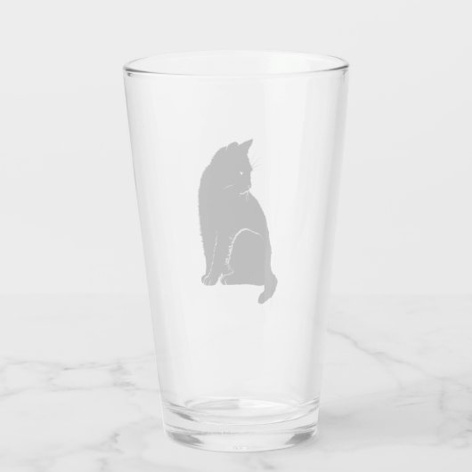 Schwarze Katzen-Liter-Glas Glas (Rückseite)