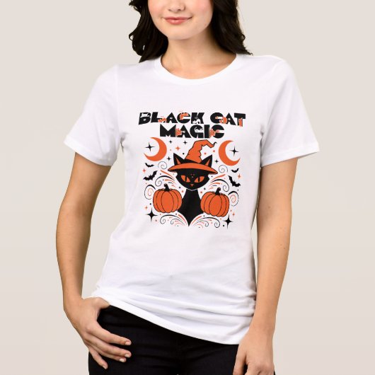 Schwarze Katzen Magie Tri-Blend Shirt (Vorderseite)