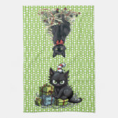 Schwarze Katzen Making Mischief Weihnachten Geschirrtuch (Vertikal)