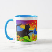 Schwarze Katzen-Malerei-Schmetterlings-Kunst - Tasse (Links)