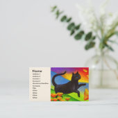 Schwarze Katzen-Malerei-Schmetterlings-Kunst - Visitenkarte (Stehend Vorderseite)