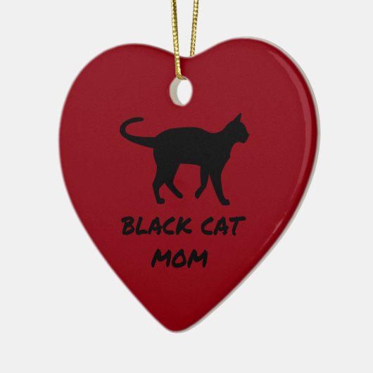 Schwarze Katzen-Mama Keramikornament (Links)