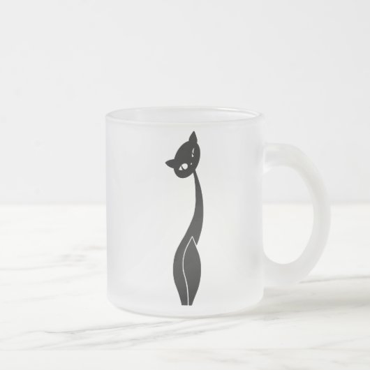 Schwarze Katzen-mattierte GlasTasse Mattglastasse (Rechts)