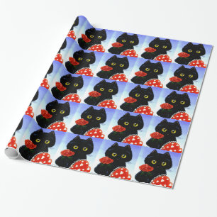 Schwarze Katzen-MäuseValentinstag Creationarts Geschenkpapier