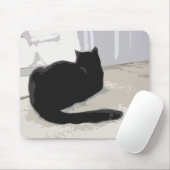 Schwarze Katzen-Mausunterlage Mousepad (Mit Mouse)