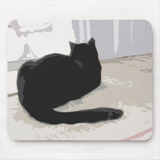 Schwarze Katzen-Mausunterlage Mousepad (Vorne)