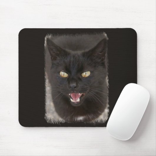 Schwarze Katzen-Mausunterlage Mousepad (Mit Mouse)