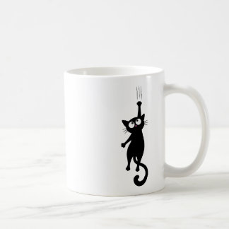 Schwarze Katzen-Minimalist-Wandkunst Druckbar, Süß Kaffeetasse