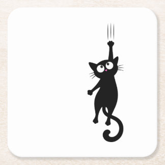 Schwarze Katzen-Minimalist-Wandkunst Druckbar, Süß Rechteckiger Pappuntersetzer