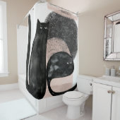 Schwarze Katzen minimalistische Illustration, Katz Duschvorhang (Beispiel)