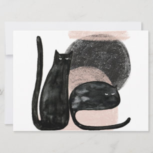 Schwarze Katzen minimalistische Illustration, Katz Karte