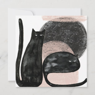 Schwarze Katzen minimalistische Illustration, Katz Karte