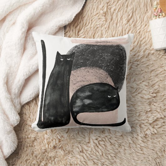 Schwarze Katzen minimalistische Illustration, Katz Kissen (Decke)