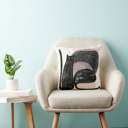 Schwarze Katzen minimalistische Illustration, Katz Kissen (Stuhl )