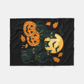 Schwarze Katzen mit Jack O Lanterns Mond und Flede Fleecedecke (Vorderseite (Horizontal))