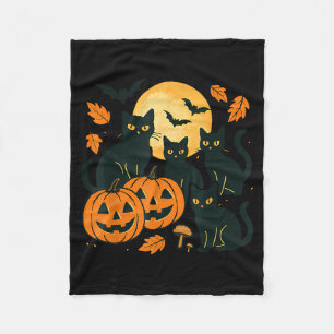 Schwarze Katzen mit Jack O Lanterns Mond und Flede Fleecedecke
