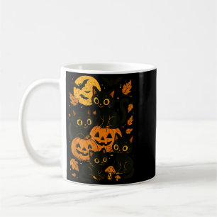 Schwarze Katzen mit Jack O Lanterns Mond und Flede Kaffeetasse