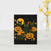 Schwarze Katzen mit Jack O Lanterns Mond und Flede Karte (Gelbe Blume)