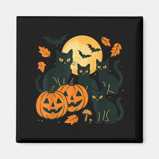 Schwarze Katzen mit Jack O Lanterns Mond und Flede Magnet (Vorne)