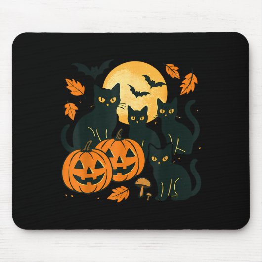 Schwarze Katzen mit Jack O Lanterns Mond und Flede Mousepad (Vorne)