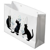 Schwarze Katzen mit Martinis-Geschenktasche Große Geschenktüte (Vorderseite Schrägansicht)
