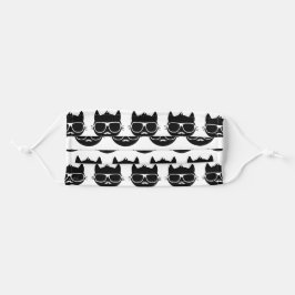 Schwarze Katzen mit Mustaches und Gläser Moderne N Mund-Nasen-Maske Aus Stoff