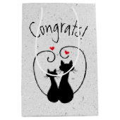 Schwarze Katzen mit rotem Herzen Mittlere Geschenktüte (Vorderseite)