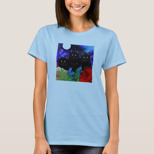 SCHWARZE KATZEN-MOND-GARTEN T-Shirt (Vorderseite)