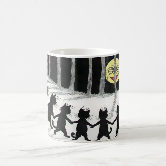Schwarze Katzen-Mond-Geschenk-Tasse Kaffeetasse (Mittel)
