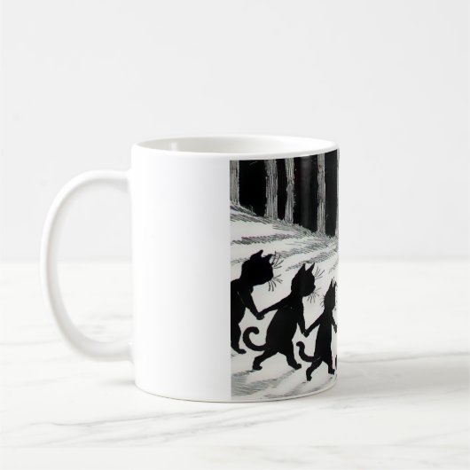 Schwarze Katzen-Mond-Geschenk-Tasse Kaffeetasse (Links)