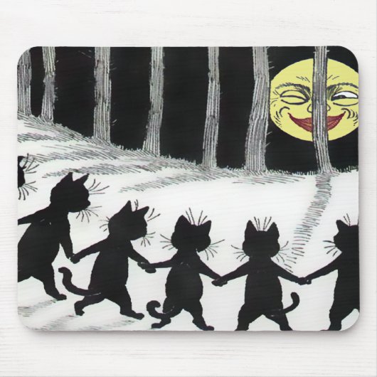 Schwarze Katzen-Mond Mousepad Louis Wain (Vorne)