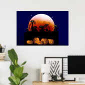 Schwarze Katzen, Mond, Pumpkins Poster (Heimbüro)
