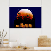 Schwarze Katzen, Mond, Pumpkins Poster (Küche)