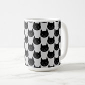 Schwarze Katzen-Muster auf hellgrauem. Kaffeetasse (VorderseiteRechts)