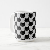 Schwarze Katzen-Muster auf hellgrauem. Kaffeetasse (Vorderseite Links)