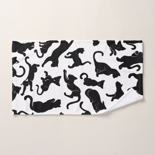 Schwarze Katzen-Muster Badhandtuch Set (Handtuch)