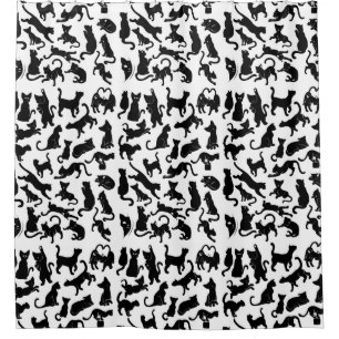 Schwarze Katzen-Muster Duschvorhang