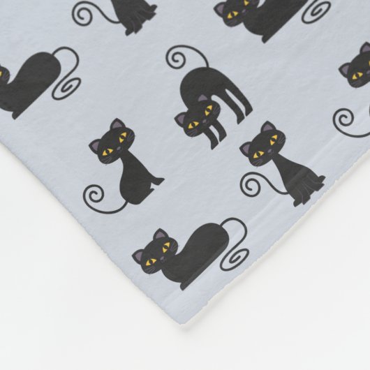 Schwarze Katzen-Muster Fleecedecke (Ecke)