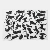 Schwarze Katzen-Muster Geschirrtuch (Horizontal)
